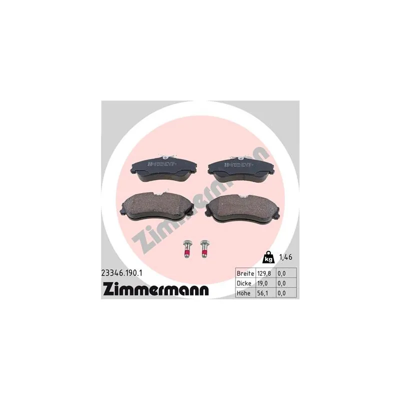 Jeu de 4 plaquettes de frein avant ZIMMERMANN 23346.190.1