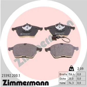Jeu de 4 plaquettes de frein avant ZIMMERMANN 23392.200.1