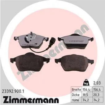 Jeu de 4 plaquettes de frein avant ZIMMERMANN 23392.900.1