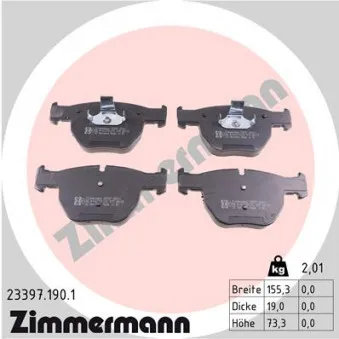 Jeu de 4 plaquettes de frein avant ZIMMERMANN 23397.190.1