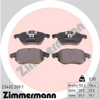 Jeu de 4 plaquettes de frein avant ZIMMERMANN 23402.200.1