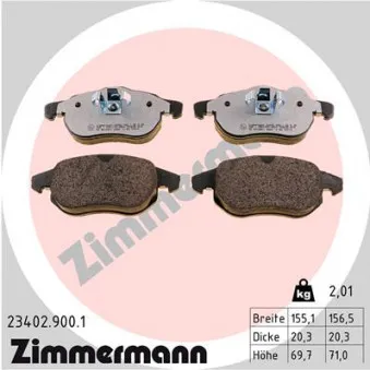 Jeu de 4 plaquettes de frein avant ZIMMERMANN 23402.900.1