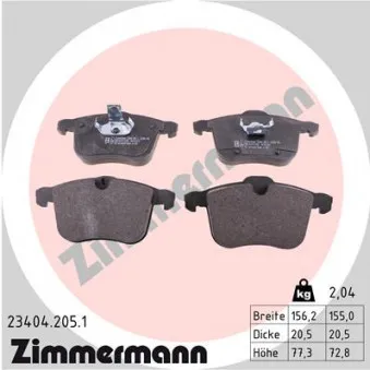 Jeu de 4 plaquettes de frein avant ZIMMERMANN 23404.205.1