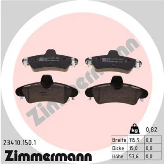 Jeu de 4 plaquettes de frein arrière ZIMMERMANN 23410.150.1
