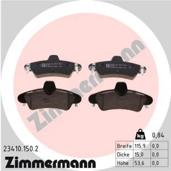 Jeu de 4 plaquettes de frein arrière ZIMMERMANN 23410.150.2