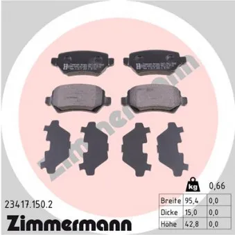 Jeu de 4 plaquettes de frein arrière ZIMMERMANN 23417.150.2