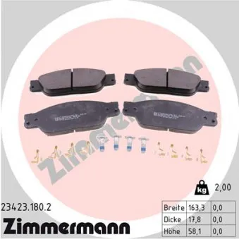 Jeu de 4 plaquettes de frein avant ZIMMERMANN 23423.180.2