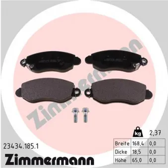 Jeu de 4 plaquettes de frein avant ZIMMERMANN 23434.185.1
