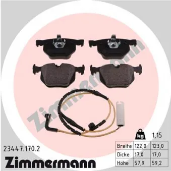 Jeu de 4 plaquettes de frein arrière ZIMMERMANN 23447.170.2