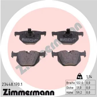 Jeu de 4 plaquettes de frein arrière ZIMMERMANN 23448.170.1