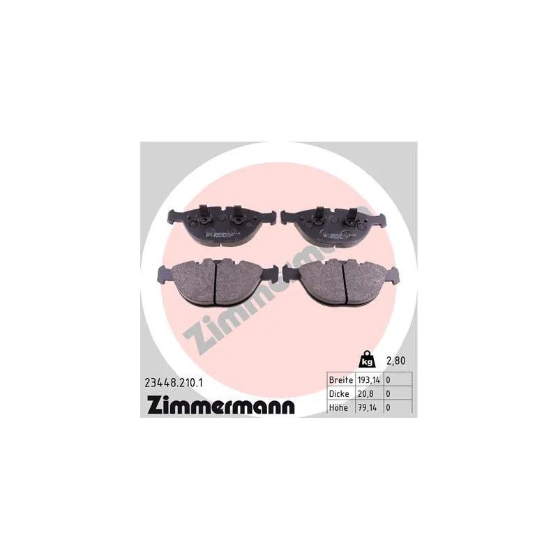 Jeu de 4 plaquettes de frein avant ZIMMERMANN 23448.210.1