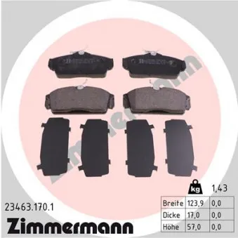 Jeu de 4 plaquettes de frein avant ZIMMERMANN 23463.170.1