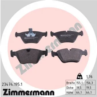 Jeu de 4 plaquettes de frein avant ZIMMERMANN 23474.195.1