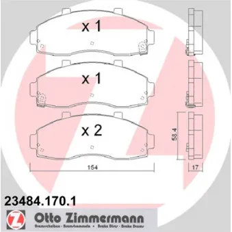 Jeu de 4 plaquettes de frein avant ZIMMERMANN 23484.170.1