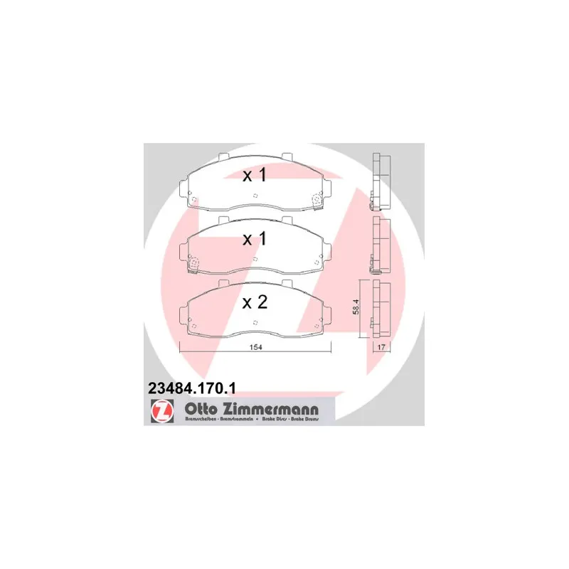 Jeu de 4 plaquettes de frein avant ZIMMERMANN 23484.170.1