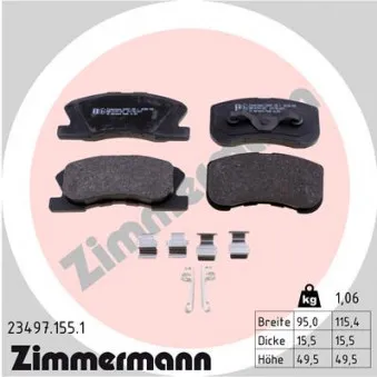 Jeu de 4 plaquettes de frein avant ZIMMERMANN 23497.155.1