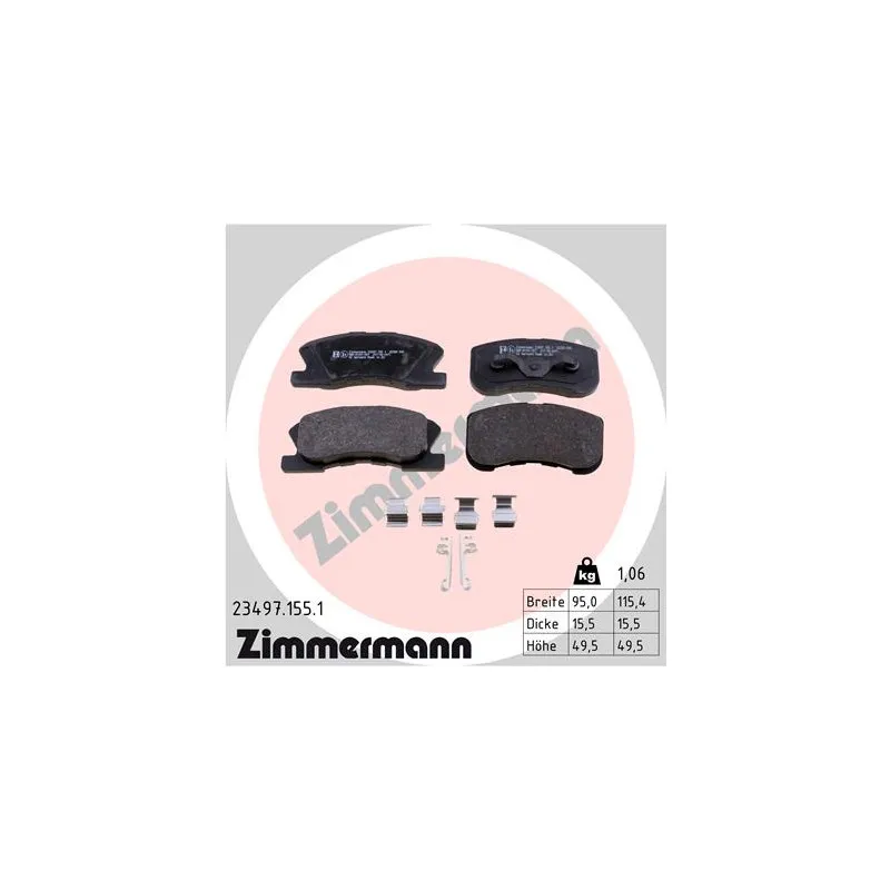 Jeu de 4 plaquettes de frein avant ZIMMERMANN 23497.155.1