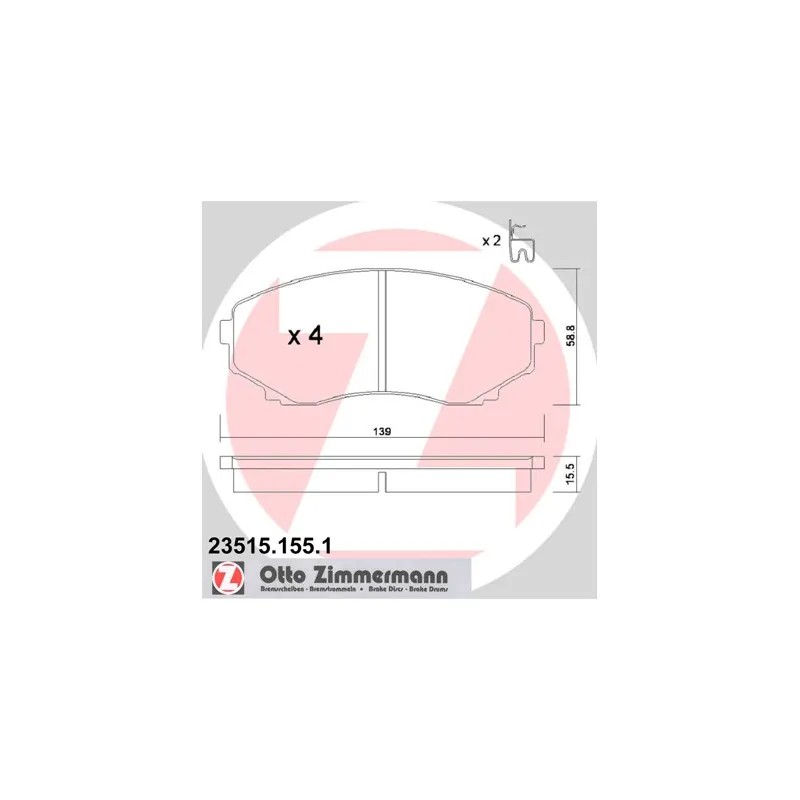Jeu de 4 plaquettes de frein avant ZIMMERMANN 23515.155.1