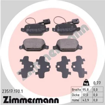 Jeu de 4 plaquettes de frein arrière ZIMMERMANN 23517.170.1