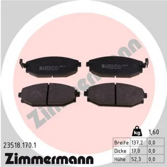 Jeu de 4 plaquettes de frein avant ZIMMERMANN 23518.170.1
