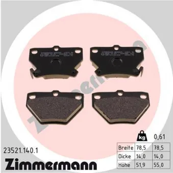 Jeu de 4 plaquettes de frein arrière ZIMMERMANN 23521.140.1