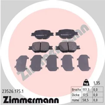 Jeu de 4 plaquettes de frein avant ZIMMERMANN 23526.175.1
