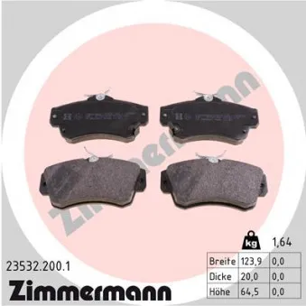 Jeu de 4 plaquettes de frein avant ZIMMERMANN 23532.200.1