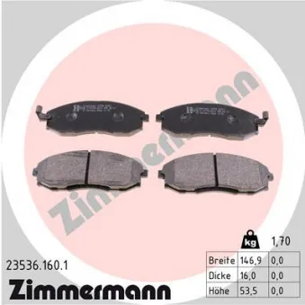 Jeu de 4 plaquettes de frein avant ZIMMERMANN 23536.160.1