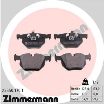 Jeu de 4 plaquettes de frein arrière ZIMMERMANN 23550.170.1