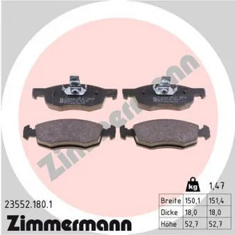 Jeu de 4 plaquettes de frein avant ZIMMERMANN 23552.180.1