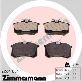 Jeu de 4 plaquettes de frein arrière ZIMMERMANN 23554.150.1