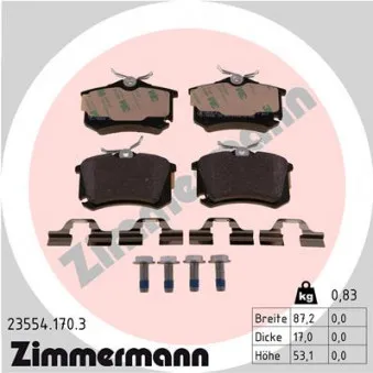 Jeu de 4 plaquettes de frein arrière ZIMMERMANN 23554.170.3