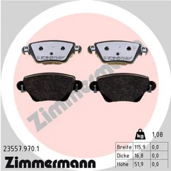 Jeu de 4 plaquettes de frein arrière ZIMMERMANN 23557.970.1