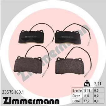 Jeu de 4 plaquettes de frein avant ZIMMERMANN 23575.160.1