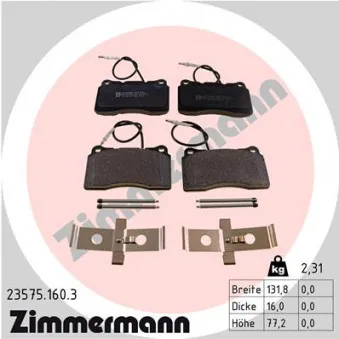 Jeu de 4 plaquettes de frein avant ZIMMERMANN 23575.160.3