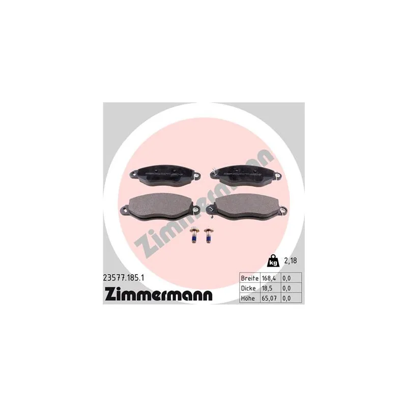 Jeu de 4 plaquettes de frein avant ZIMMERMANN 23577.185.1