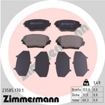 Jeu de 4 plaquettes de frein avant ZIMMERMANN 23585.170.1
