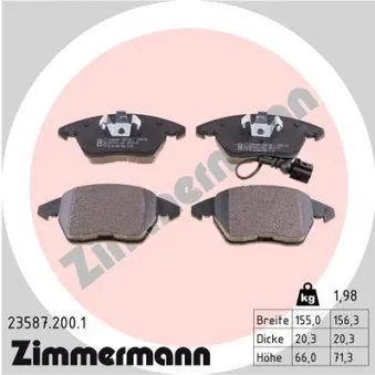 Jeu de 4 plaquettes de frein avant ZIMMERMANN 23587.200.1