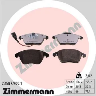 Jeu de 4 plaquettes de frein avant ZIMMERMANN 23587.900.1
