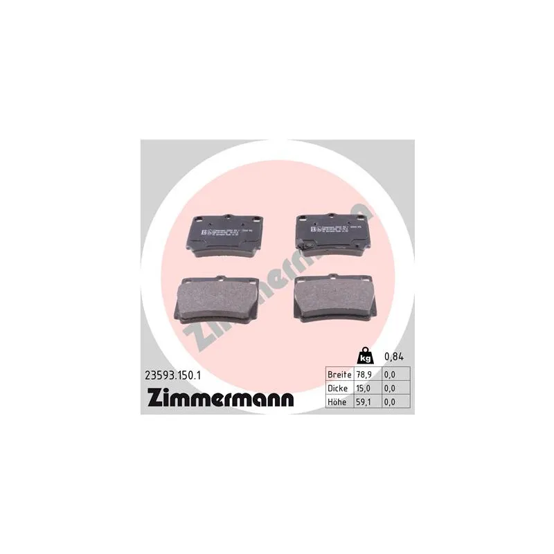 Jeu de 4 plaquettes de frein arrière ZIMMERMANN 23593.150.1