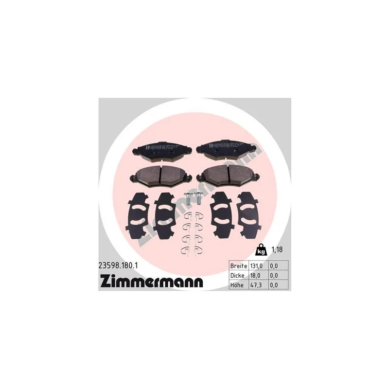 Jeu de 4 plaquettes de frein avant ZIMMERMANN 23598.180.1