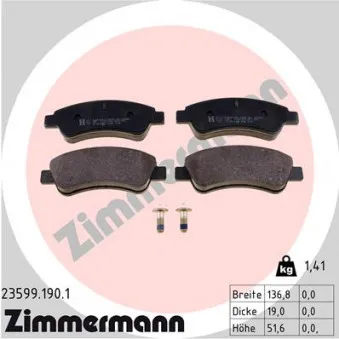 Jeu de 4 plaquettes de frein avant ZIMMERMANN 23599.190.1