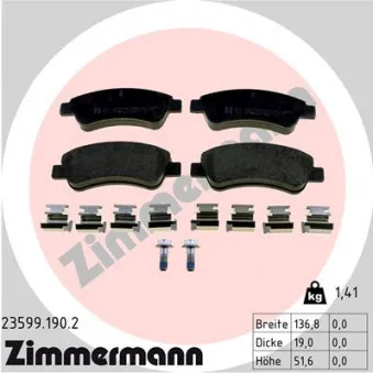 Jeu de 4 plaquettes de frein avant ZIMMERMANN 23599.190.2