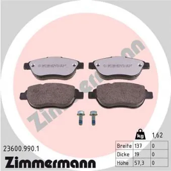 Jeu de 4 plaquettes de frein avant ZIMMERMANN 23600.990.1