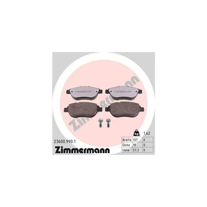 Jeu de 4 plaquettes de frein avant ZIMMERMANN 23600.990.1