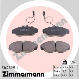 Jeu de 4 plaquettes de frein avant ZIMMERMANN 23602.195.1