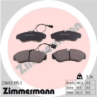 Jeu de 4 plaquettes de frein avant ZIMMERMANN 23603.195.1