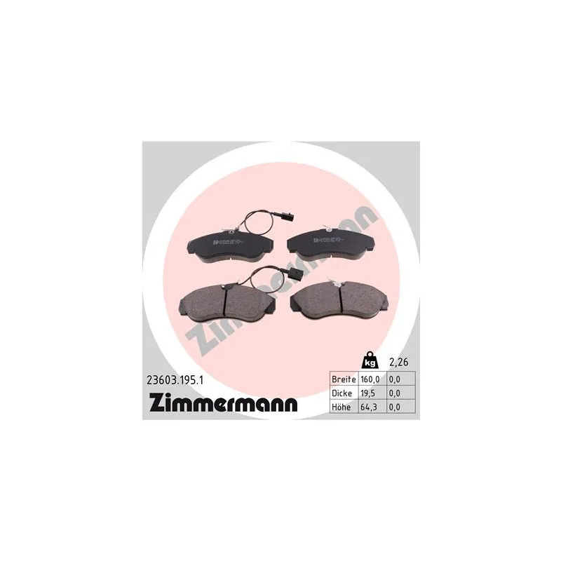 Jeu de 4 plaquettes de frein avant ZIMMERMANN 23603.195.1