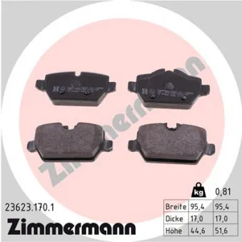 Jeu de 4 plaquettes de frein arrière ZIMMERMANN 23623.170.1