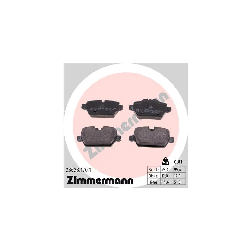 Jeu de 4 plaquettes de frein arrière ZIMMERMANN 23623.170.1